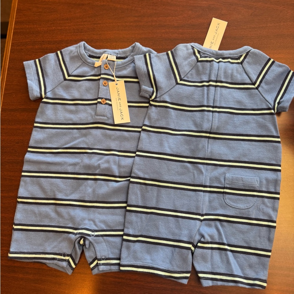 Janie and Jack Blue Striped Romper